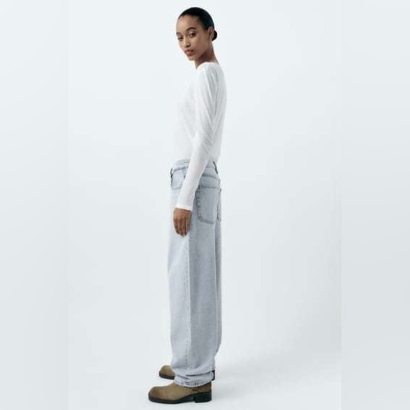 ZARA Light Blue Tailored Balloon Jeans - Picture 9 of 15